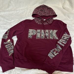 VS PINK NYC New York Sequin Bling hoodie sweatshirt Victoria’s Secret